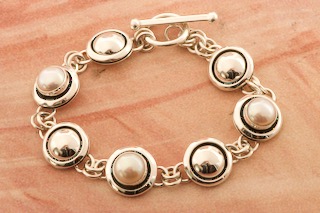 Artie Yellowhorse Genuine Freshwater Pearl Sterling Silver Bracelet